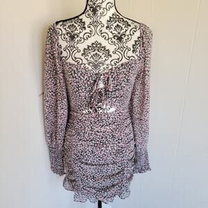 ACOA Floral Print Keyhole Cutout Bodycon Mini Dress
